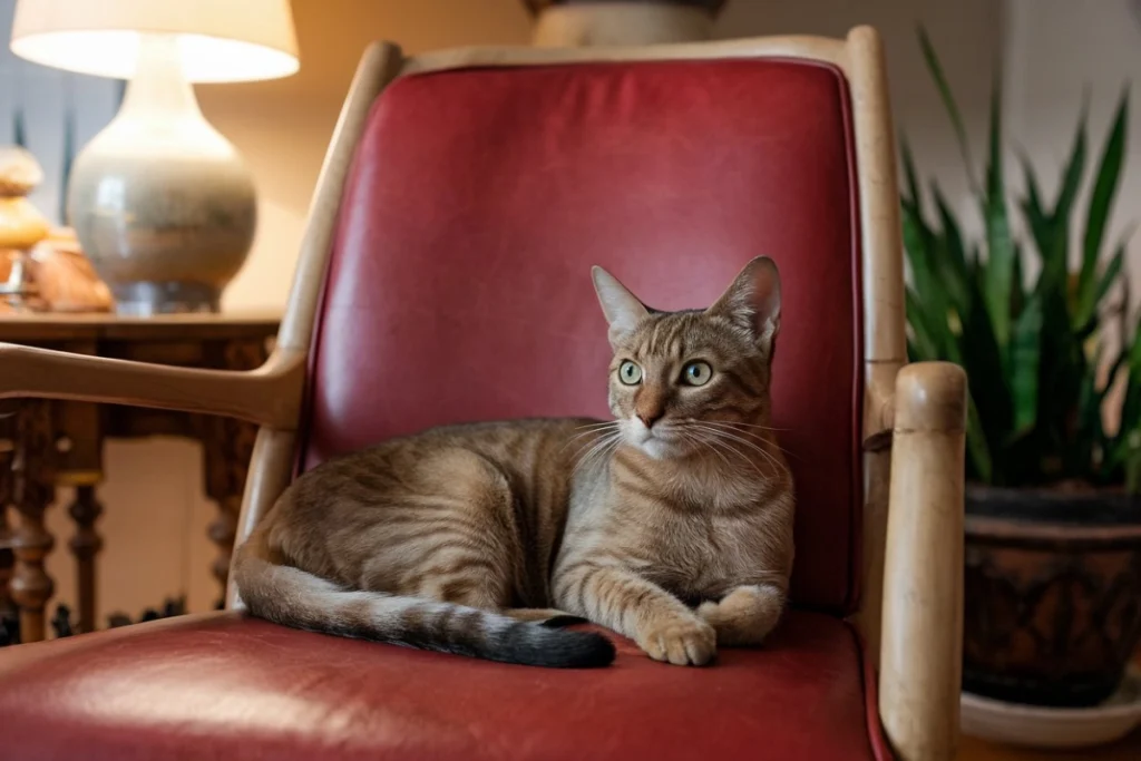 A playful torbie cat batting at a toy, showing its energetic and curious personality.