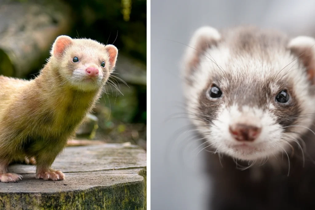 A rare champagne and silver ferret, illustrating the unique colours of ferrets.