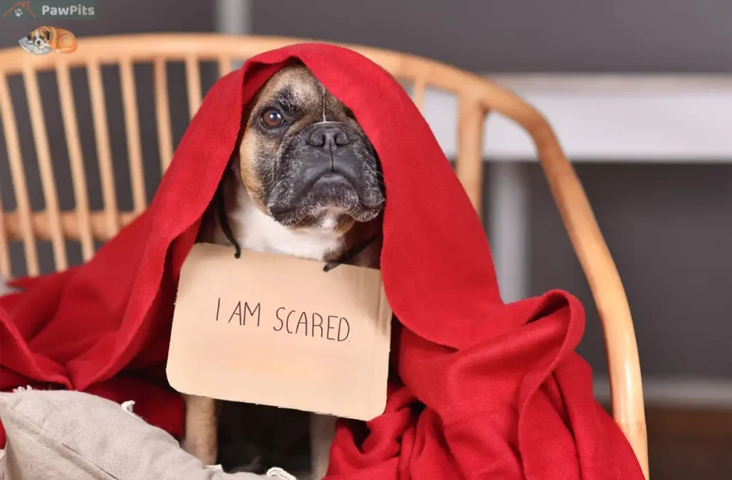 Dog showing subtle signs of anxiety through body language in a calm home environment